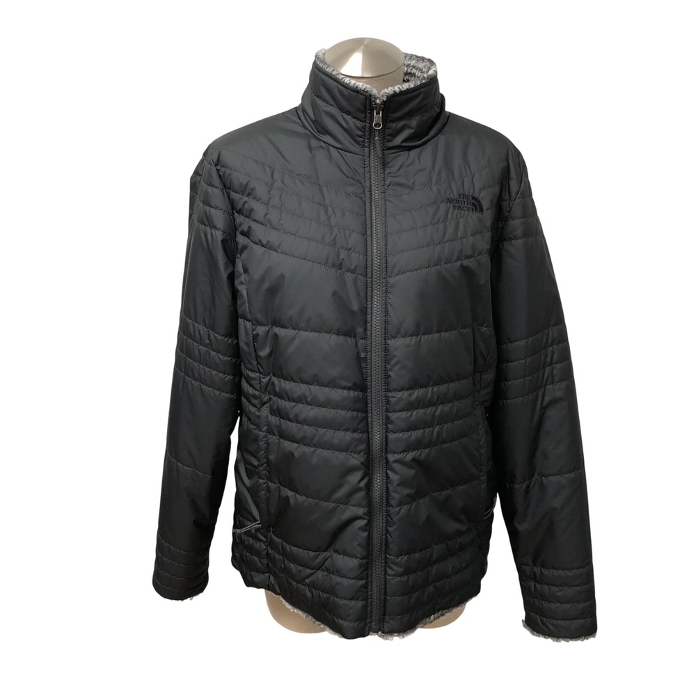 The North Face Mossbud Swirl Reversible Jacket Womens XL Black Grey Gorpcore